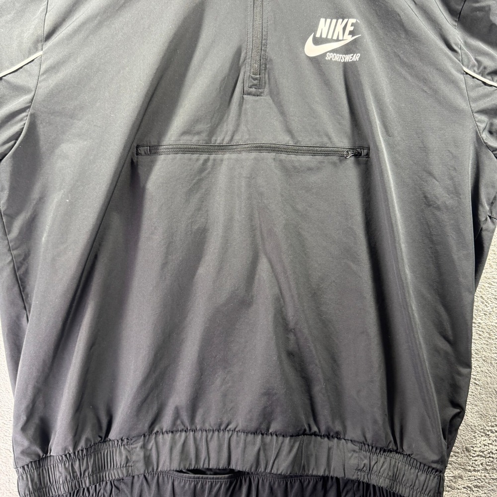 Nike Sportswear Mens XL Black Half Zip Windbreaker Hooded Anorak Jacket Pullover - Picture 10 of 12
